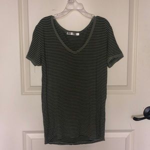olive striped v neck